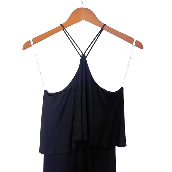 Splendid Womens Ribbed Stretchy Knit Halter Ruffle Top Dress Size S BLACK - Picture 5 of 9